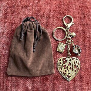 New GOLD HEART Bag Charm Topaz Bead